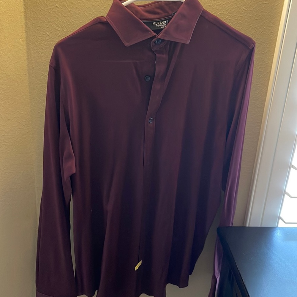 Maroon murano performance dress shirt slim fit